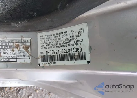 2002 Honda Civic Ex из США, поврежденный, VIN 1HGEM21962L064369